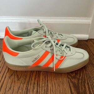 adidas Gazelle Women's Athletic Shoes in Mint Green and Neon Orange